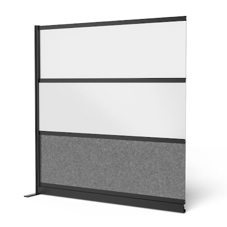 Luxor Modular Wall Room Divider System, Black Frame, 70in. x 70in. Add-On Wall - Wide Paneling MW-7070-XWCGWB